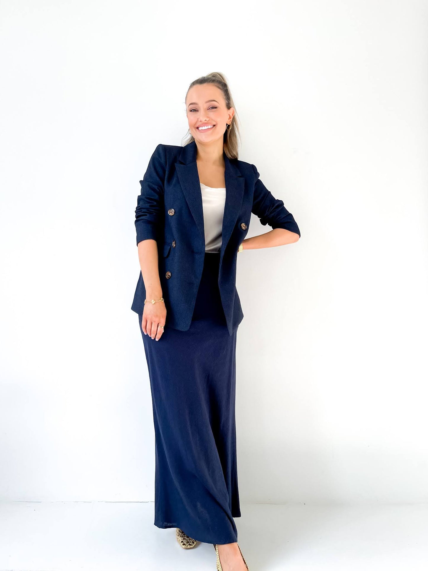 Navy Linen Skirt
