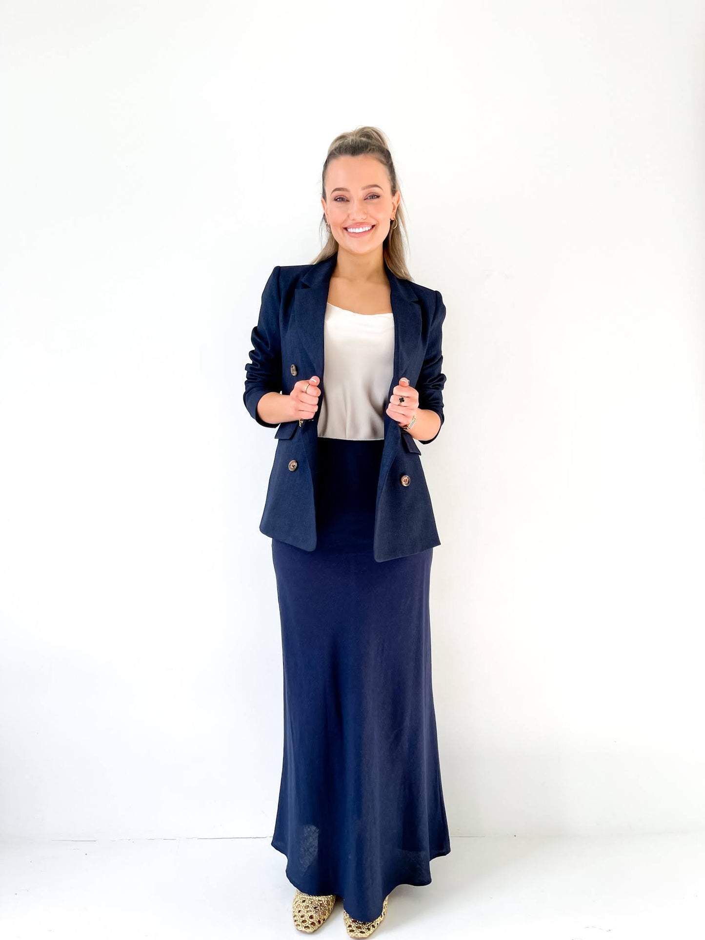 Navy Linen Skirt