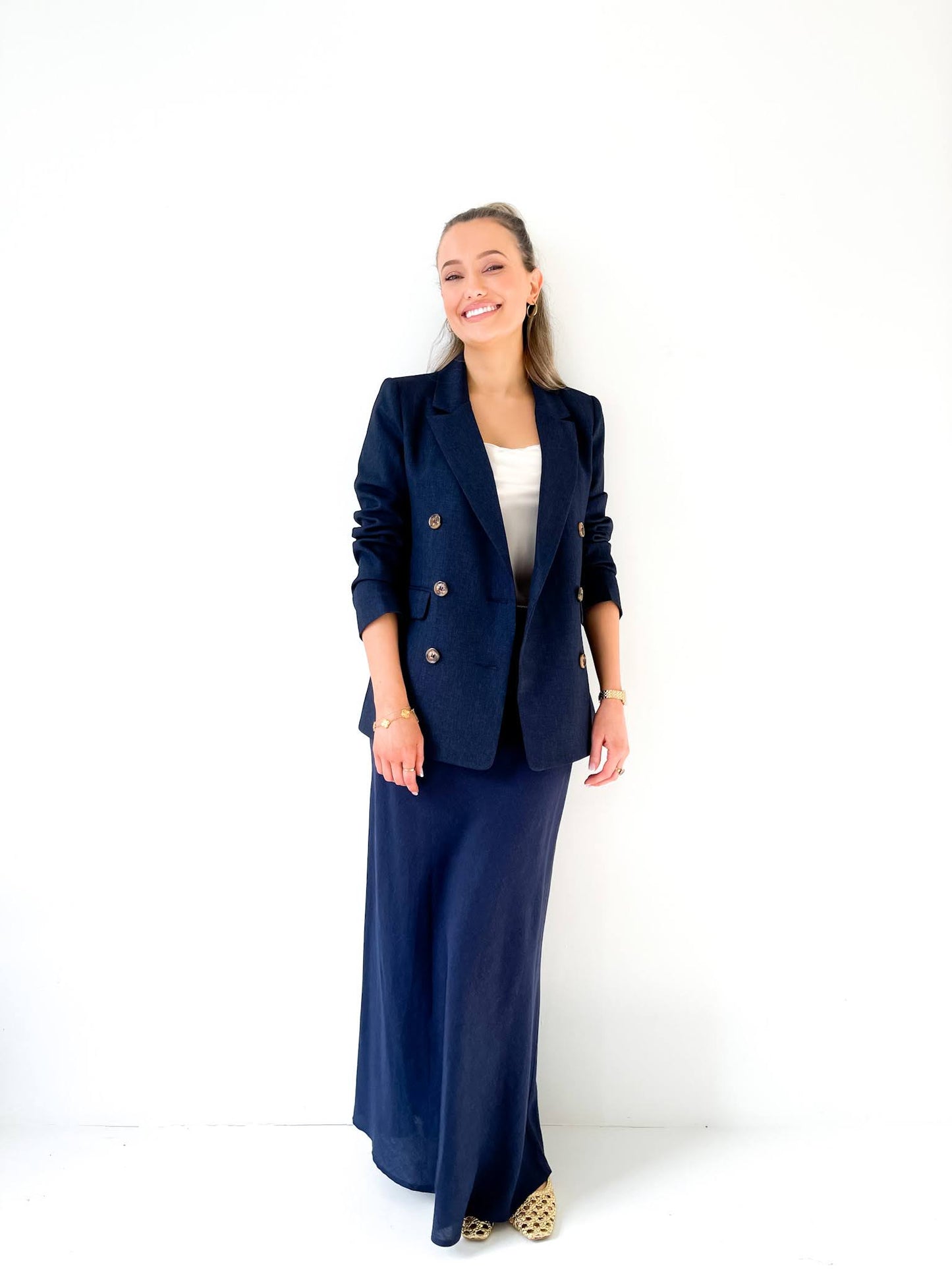 Navy Linen Skirt