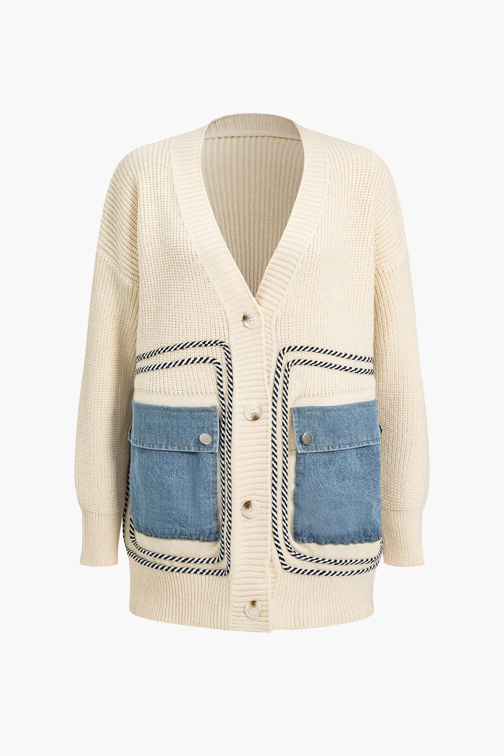 Denim Pocket Detail Cardigan
