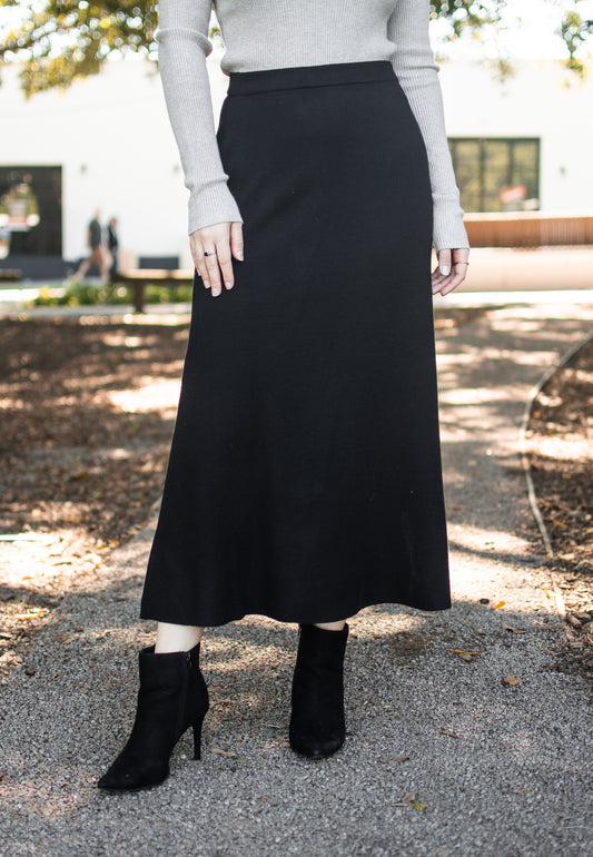 Isabel Knit Flare Skirt Black