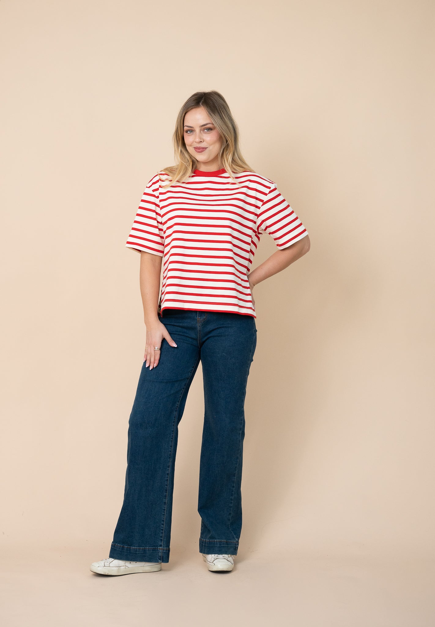 Naomi Stripe Tee Red/White