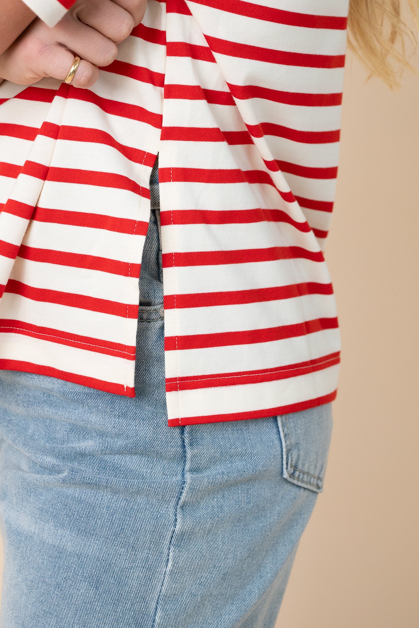 Naomi Stripe Tee Red/White