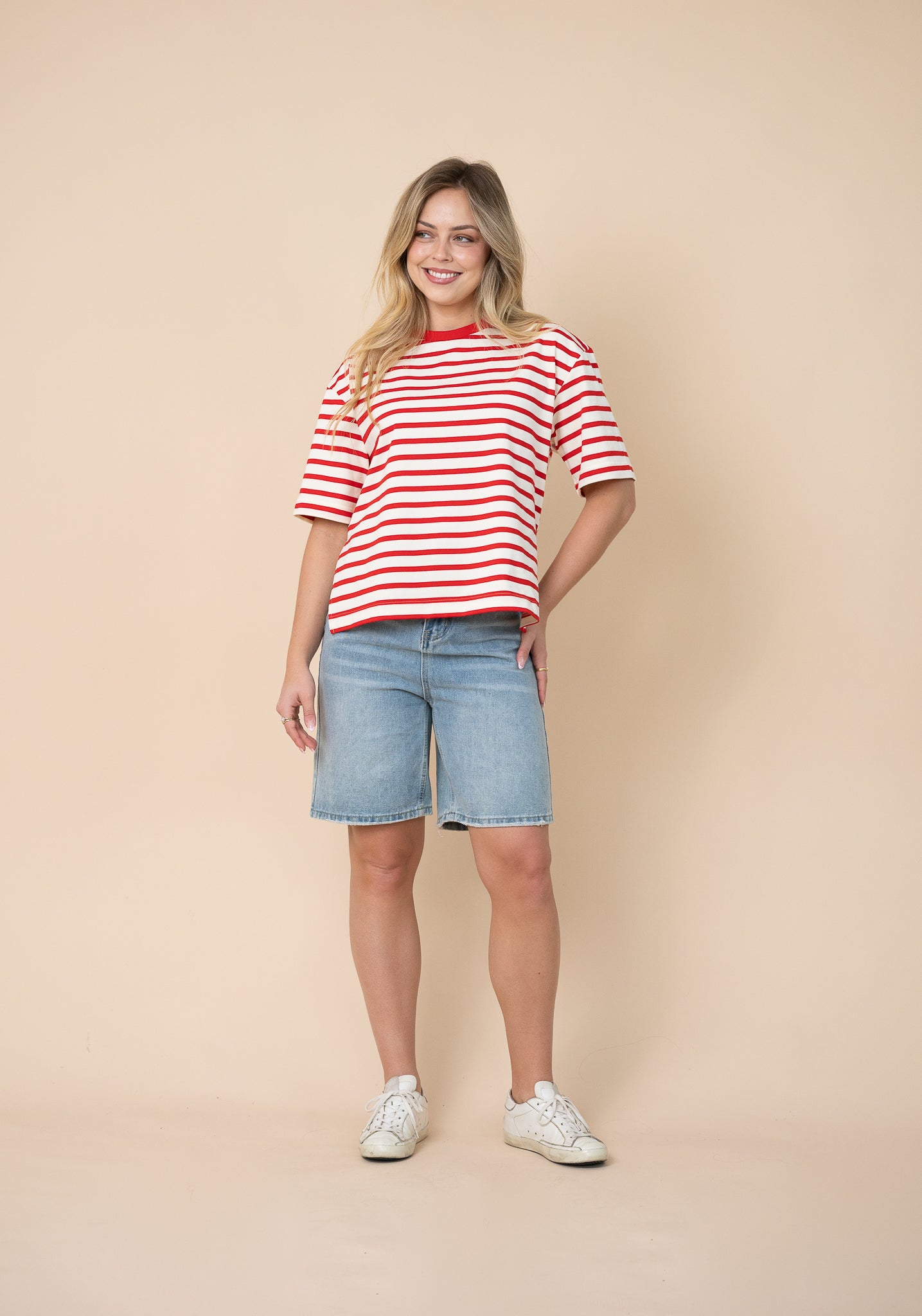 Naomi Stripe Tee Red/White