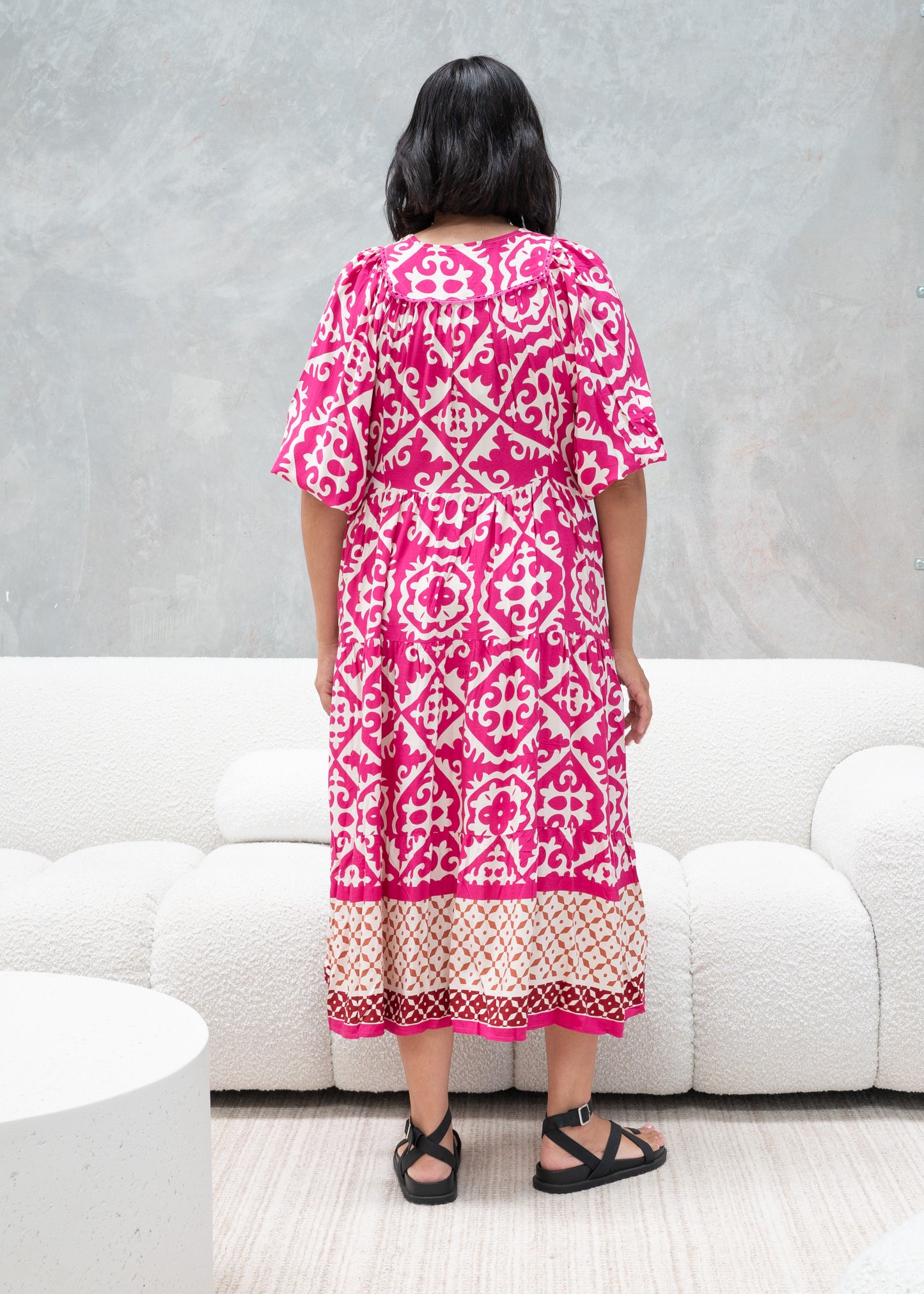 Conley Batwing Dress Pink/Brown