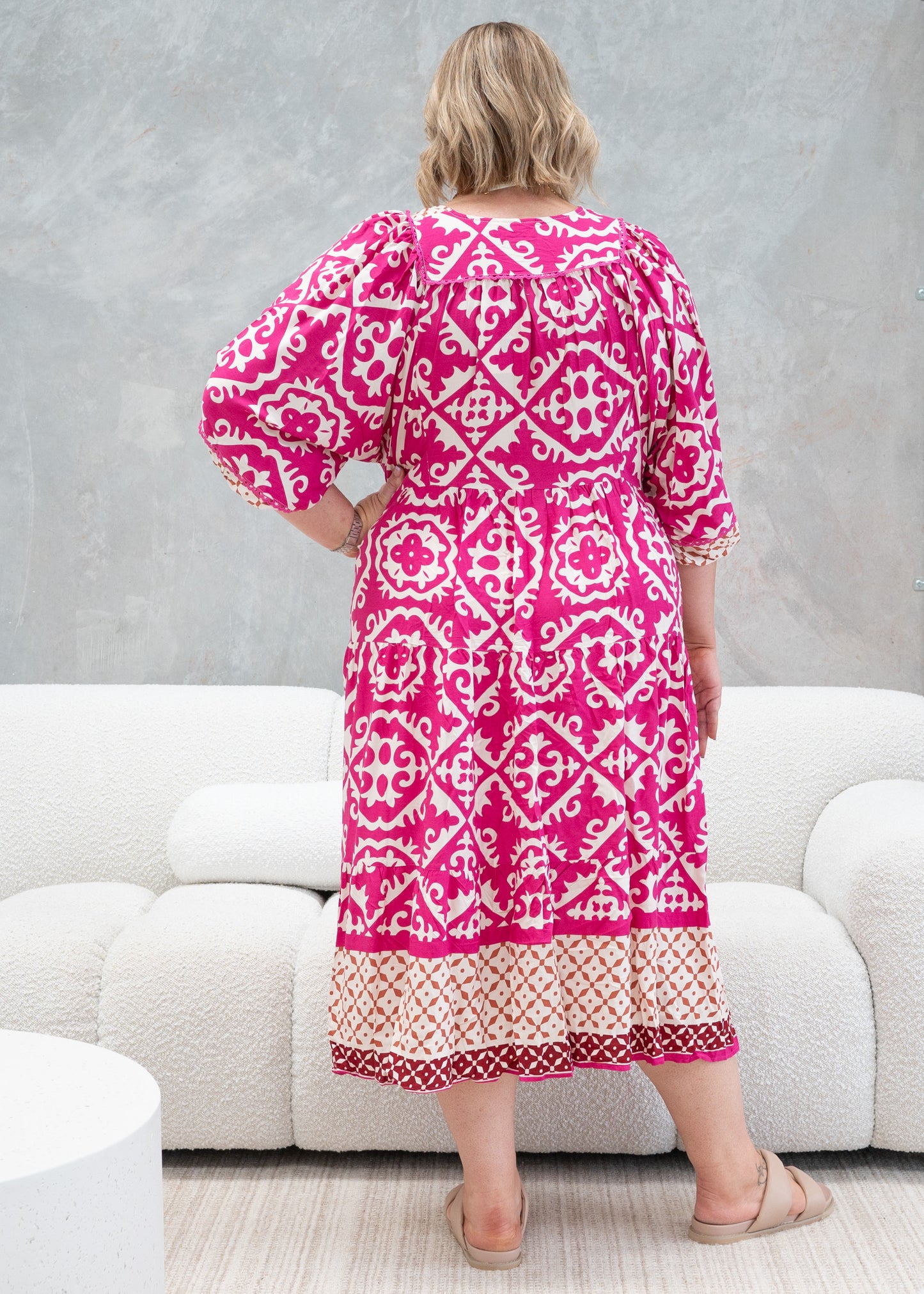 Conley Batwing Dress Pink/Brown