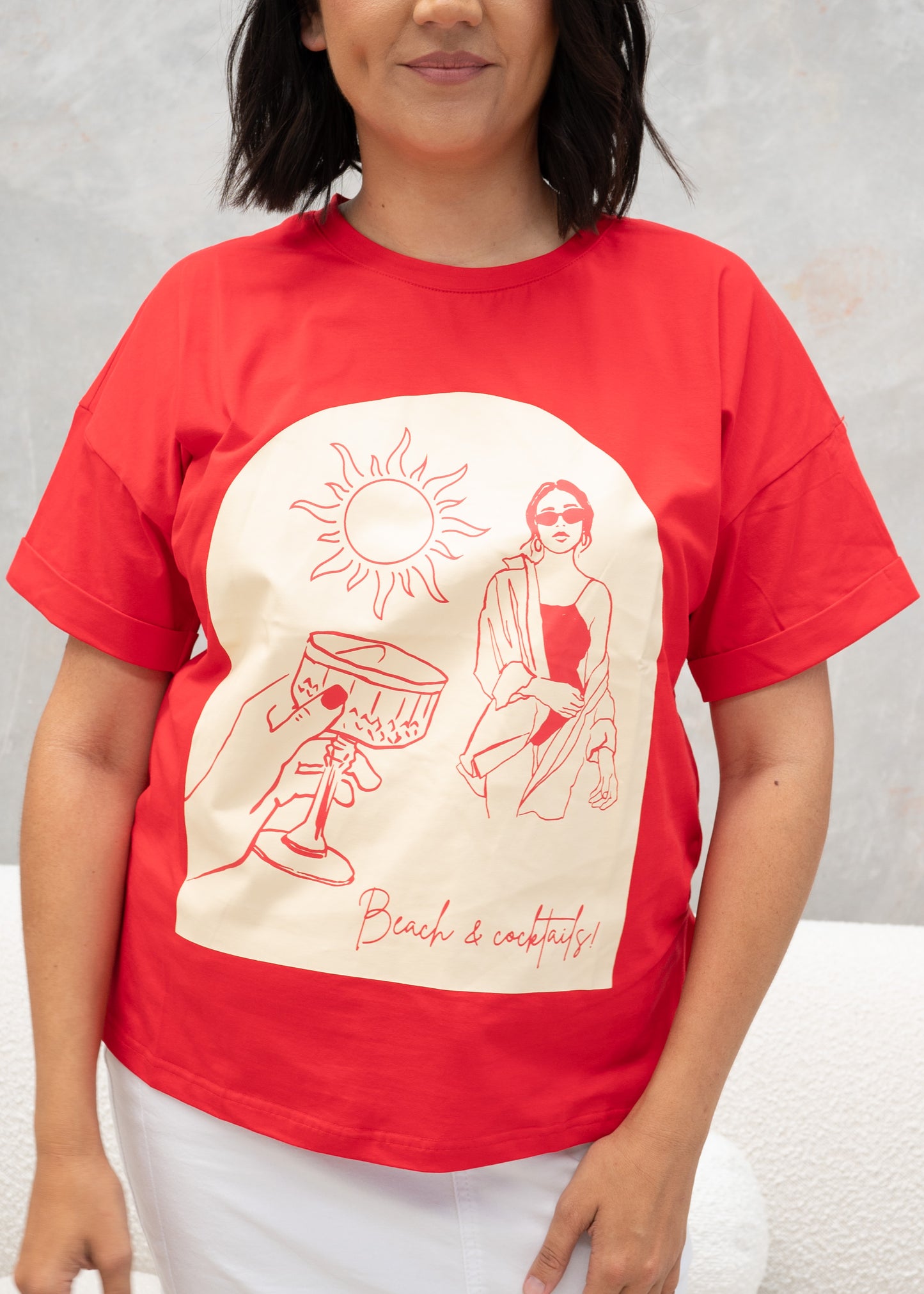 Beach and Cocktails Tee Red