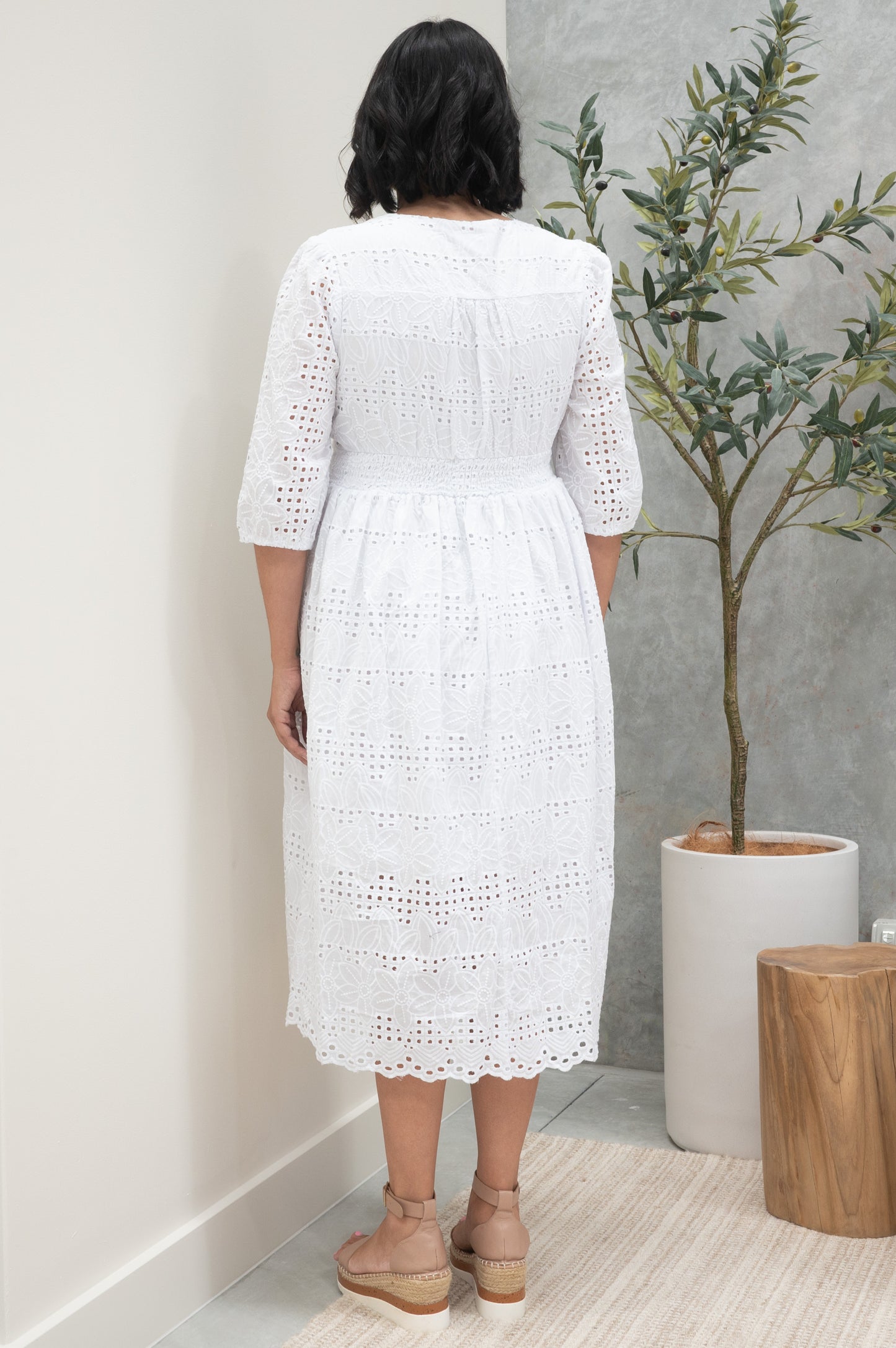 Millie Broderie Angelise Dress White