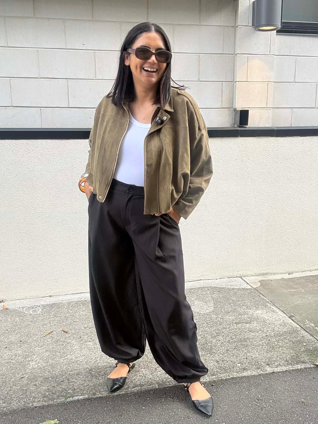 Pleated Balloon Pants Black