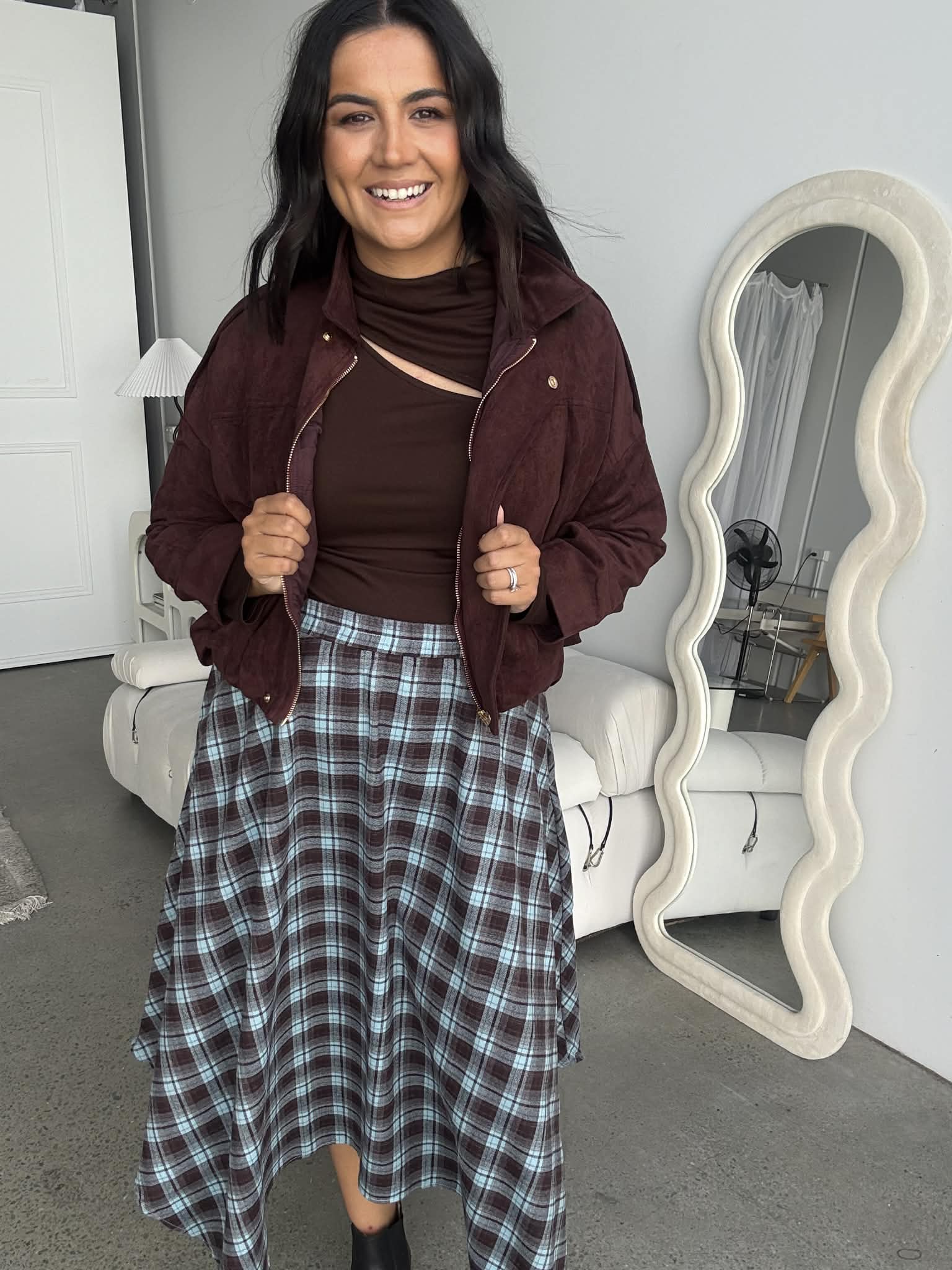 Avalon Faux Suede Bomber Brown