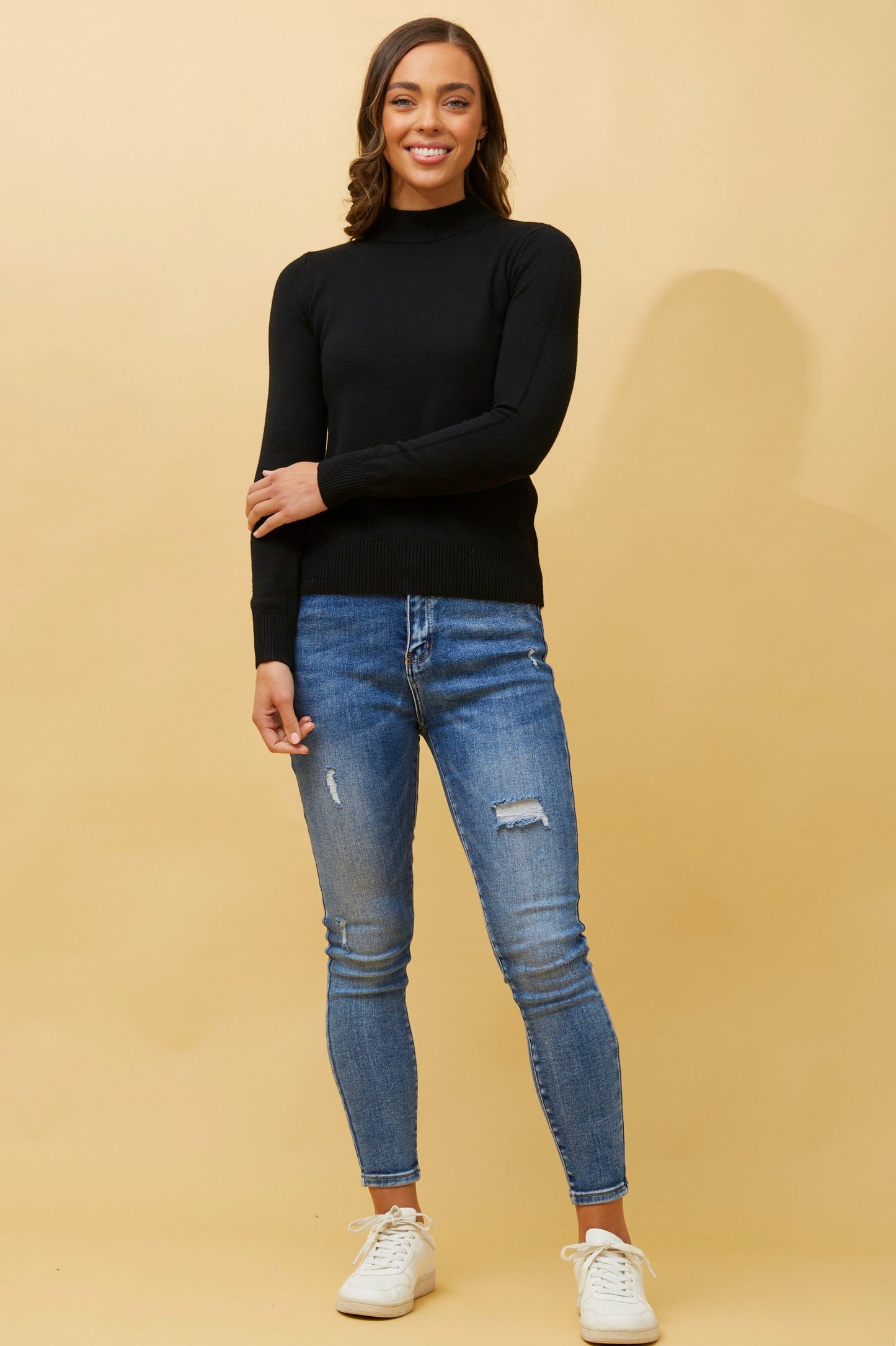 Petunia Turtle Neck Knit Pullover Black